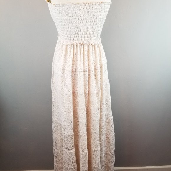 Wishlist Women's Size Small Cream Lace Strapless Boho Maxi Dress * Brand NEW - Picture 3 of 10